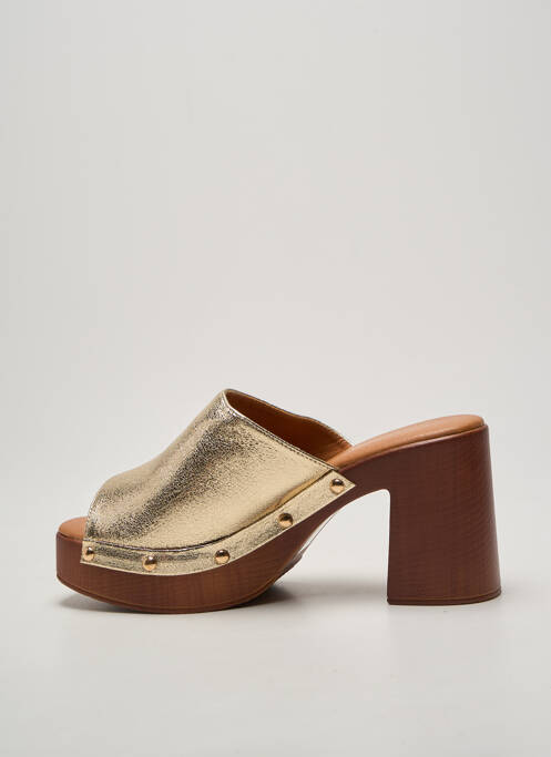 Mulete/saboți semi compensat toc de 7 la 9 cm auriu ERYNN femme