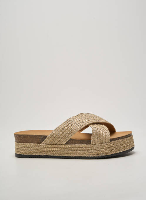 Mulete/saboți țesătură satinată toc de 4 la 6 cm auriu DAY-VINE femme