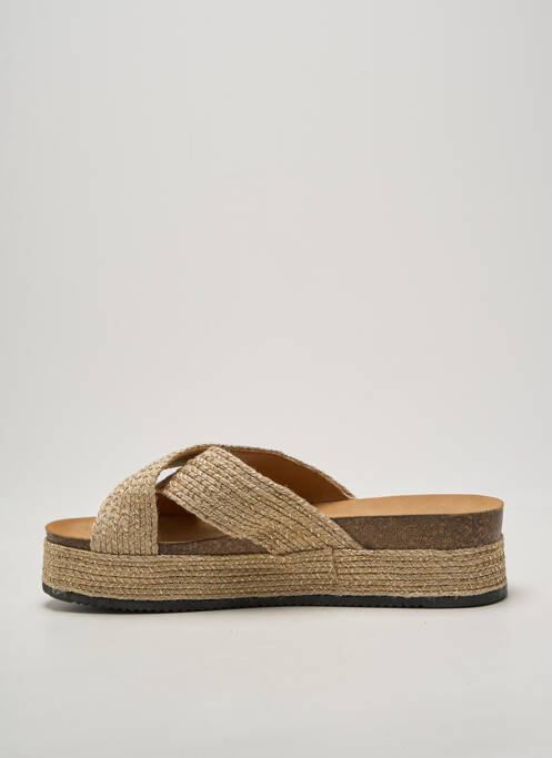 Mulete/saboți țesătură satinată toc de 4 la 6 cm auriu DAY-VINE femme