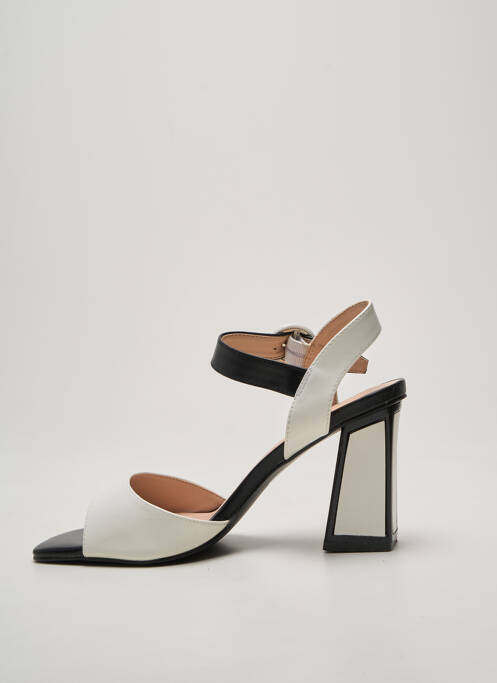 Sandale/pantofi decupați toc pătrat toc de 7 la 9 cm alb JEEINI femme