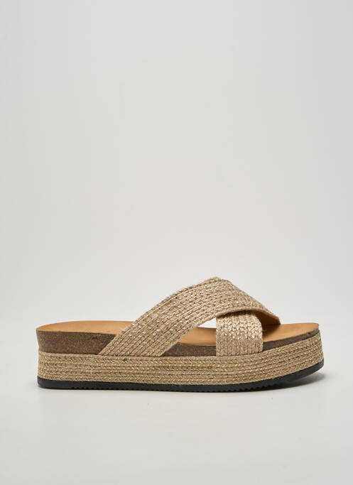 Mulete/saboți țesătură satinată toc de 4 la 6 cm auriu DAY-VINE femme