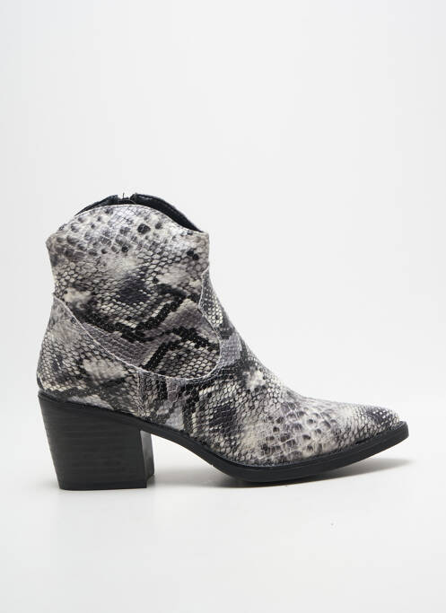 Botine/ghete țesătură satinată toc de 4 la 6 cm gri MOOW femme