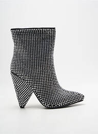 Botine/ghete țesătură satinată toc înalt de 10cm și mai mult negru BELLO STAR femeie