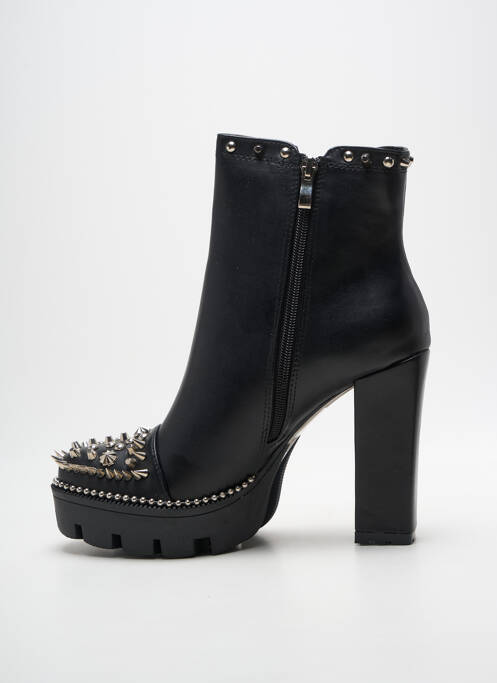 Botine/ghete țesătură satinată toc înalt de 10cm și mai mult negru POTI PATI femme