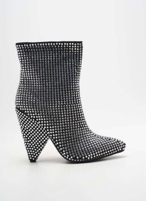 Botine/ghete țesătură satinată toc înalt de 10cm și mai mult negru BELLO STAR femme