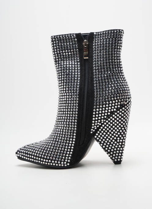Botine/ghete țesătură satinată toc înalt de 10cm și mai mult negru BELLO STAR femme