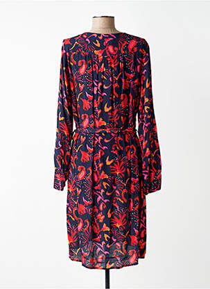 Rochie midi imprimeu fantezie mâneci lungi albastru LA FEE MARABOUTEE femeie