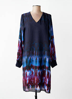 Rochie midi imprimeu fantezie mâneci lungi albastru LA FEE MARABOUTEE femme