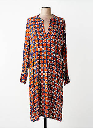 Rochie midi imprimeu fantezie mâneci lungi albastru LA FEE MARABOUTEE femme