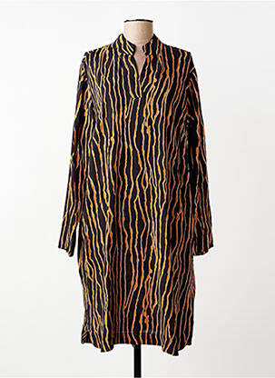 Rochie midi imprimeu fantezie mâneci lungi maro CISO femme