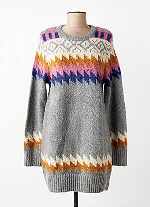 Rochie pulover guler rotund mâneci lungi gri CISO femme