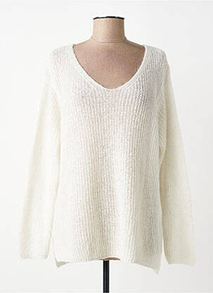 Pulover guler în v mâneci lungi alb L'ATELIER D'ANNA femme