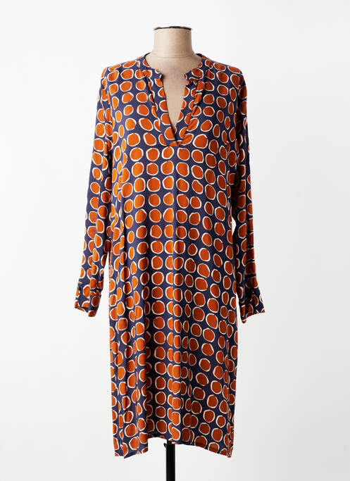 Rochie midi imprimeu fantezie mâneci lungi albastru LA FEE MARABOUTEE femme