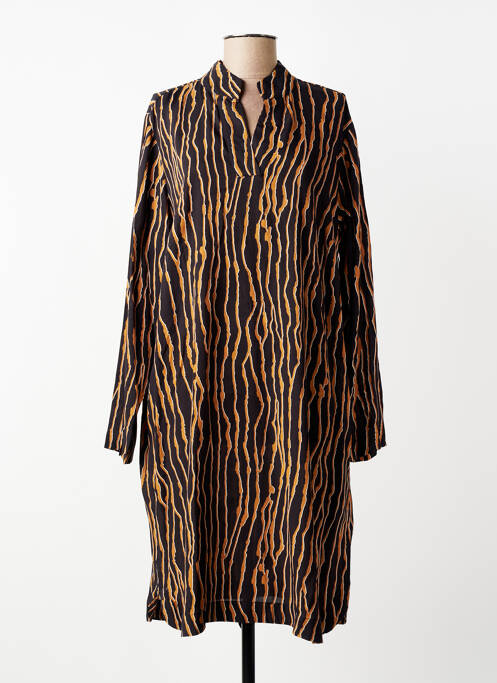 Rochie midi imprimeu fantezie mâneci lungi maro CISO femme