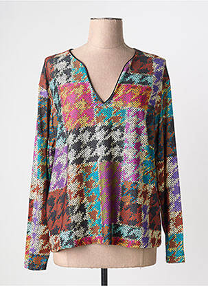 Tricou guler în v mâneci lungi negru HALOGENE femme