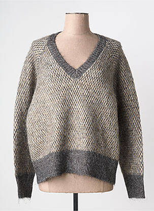 Pulover țesătură melanj mâneci lungi gri KAFFE femme