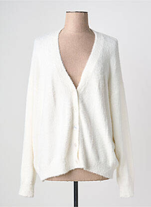 Vestă cu mâneci lungi tricot tricot pufos alb ICJHI femme