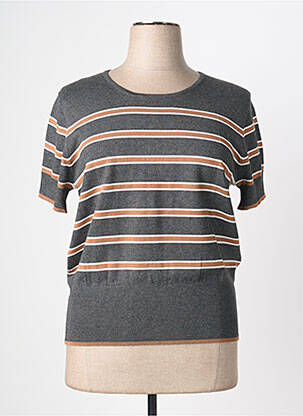 Pulover țesătură melanj mâneci scurte gri MARBLE femme