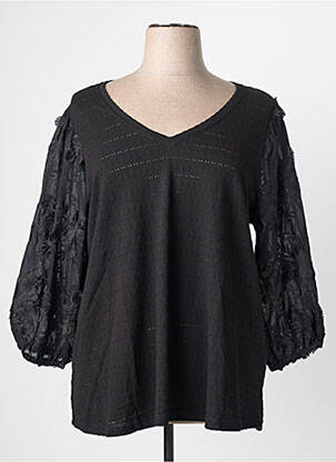 Top elasticitate mâneci 3/4 negru CISO femme