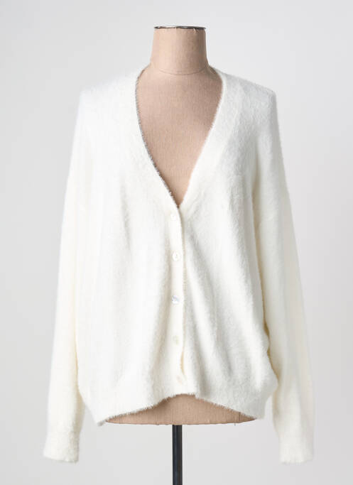 Vestă cu mâneci lungi tricot tricot pufos alb ICJHI femme