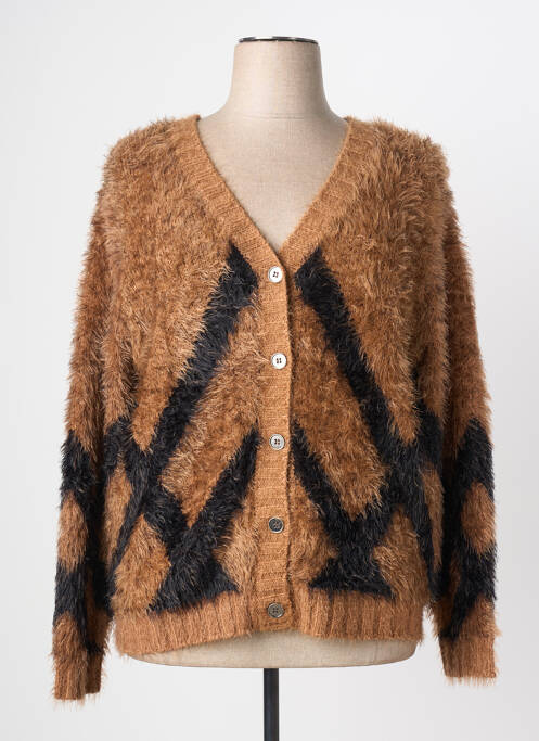 Vestă cu mâneci lungi tricot tricot pufos maro MARBLE femme