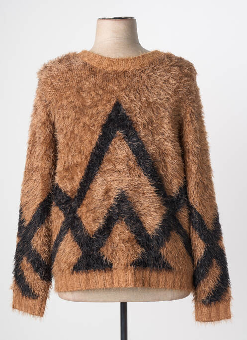 Vestă cu mâneci lungi tricot tricot pufos maro MARBLE femme