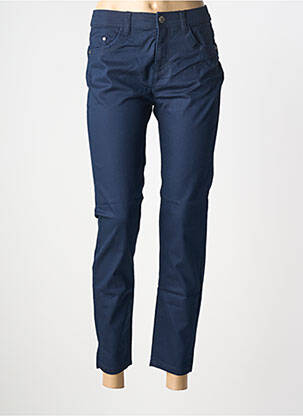 Pantalon 7/8 închidere cu fermoar sub clapetă cu nasturi albastru JENSEN femme