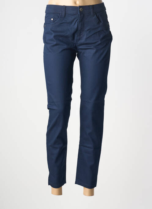 Pantalon 7/8 închidere cu fermoar sub clapetă cu nasturi albastru JENSEN femme