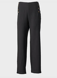 Pantalon evazat talie elastică talie înaltă negru HALOGENE femme
