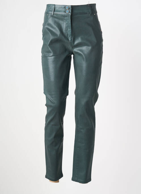 Pantalon slim țesătură acoperită talie înaltă verde JULIE GUERLANDE femme