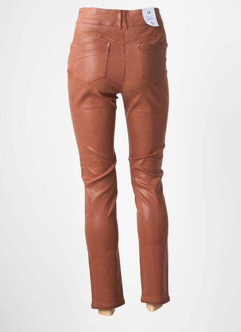 Pantalon slim țesătură acoperită talie înaltă maro JULIE GUERLANDE femme