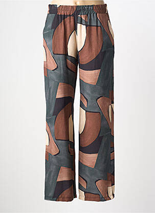 Pantalon drept talie elastică mărime normală maro HALOGENE femme