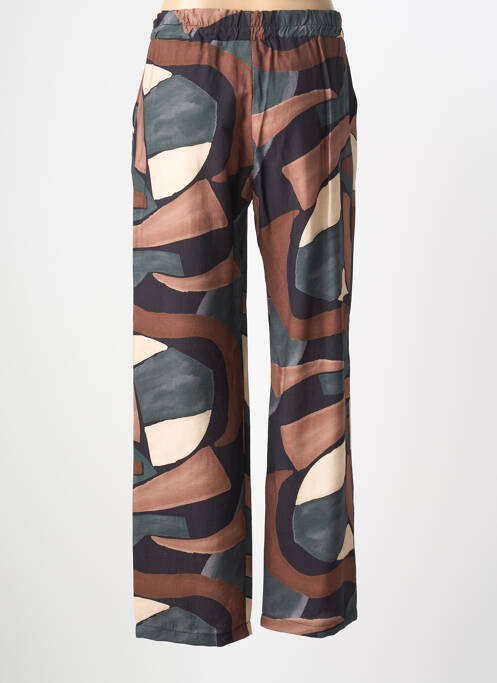 Pantalon drept talie elastică mărime normală maro HALOGENE femme