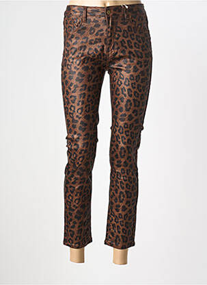 Pantalon 7/8 elasticitate mărime normală maro MAISON ONADO femme