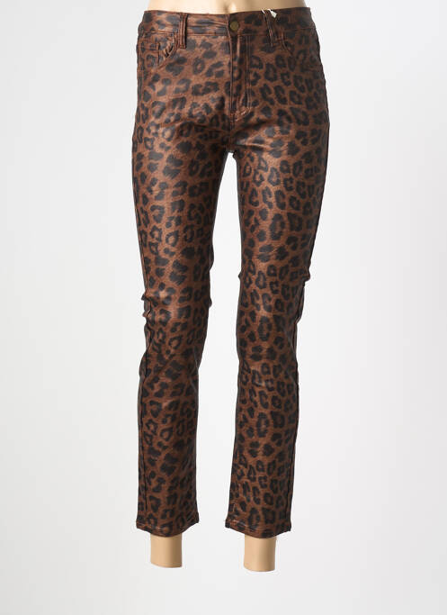 Pantalon 7/8 elasticitate mărime normală maro MAISON ONADO femme