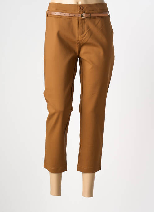 Pantalon trei sferturi țesătură poplin mărime normală maro CHIC & JEUNE femme