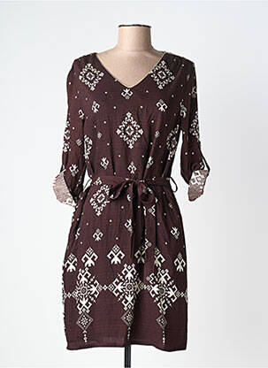 Rochie scurtă mâneci lungi mâneci lungi maro MAELLE femeie