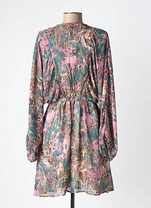 Rochie midi imprimeu fantezie mâneci lungi verde FLAMANT ROSE femeie