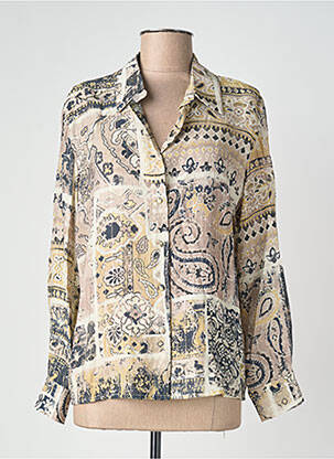 Cămașă țesătură crep mâneci lungi bej UNIKA femme