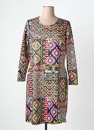 Rochie midi imprimeu fantezie mâneci lungi negru FRANCE RIVOIRE femme