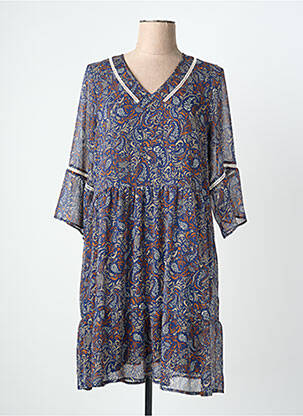 Rochie midi imprimeu fantezie mâneci lungi albastru MERI & ESCA femeie