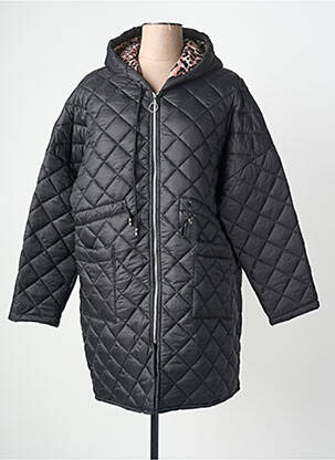 Geacă matlasată mâneci lungi cu glugă negru COULEURS DU TEMPS femme