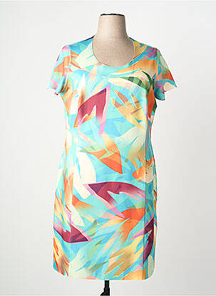 Rochie midi imprimeu fantezie mâneci scurte verde FRANCE RIVOIRE femme