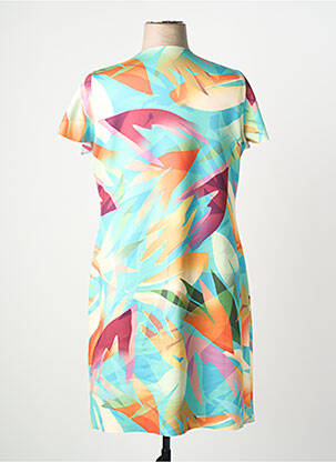 Rochie midi imprimeu fantezie mâneci scurte verde FRANCE RIVOIRE femeie