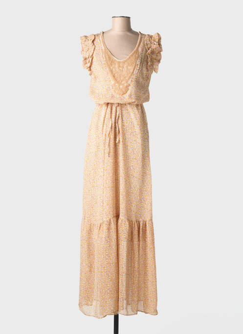 Rochie lungă imprimeu fantezie mâneci scurte galben BRIEFLY femme