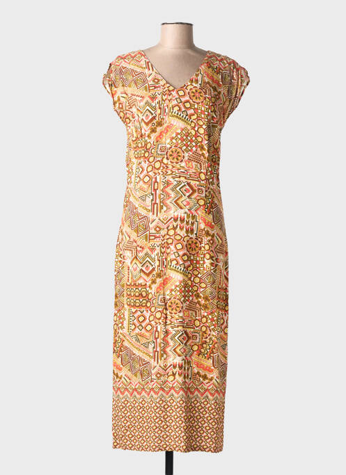 Rochie midi imprimeu fantezie mâneci scurte portocaliu MERI & ESCA femme