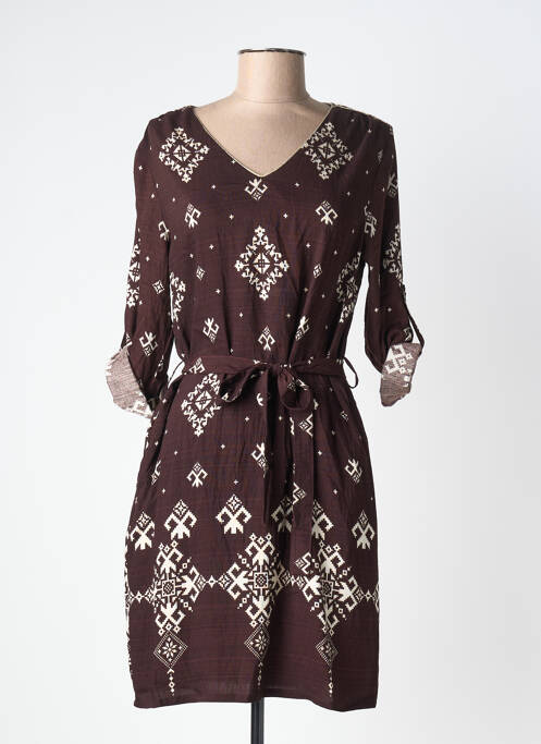 Rochie scurtă mâneci lungi mâneci lungi maro MAELLE femme