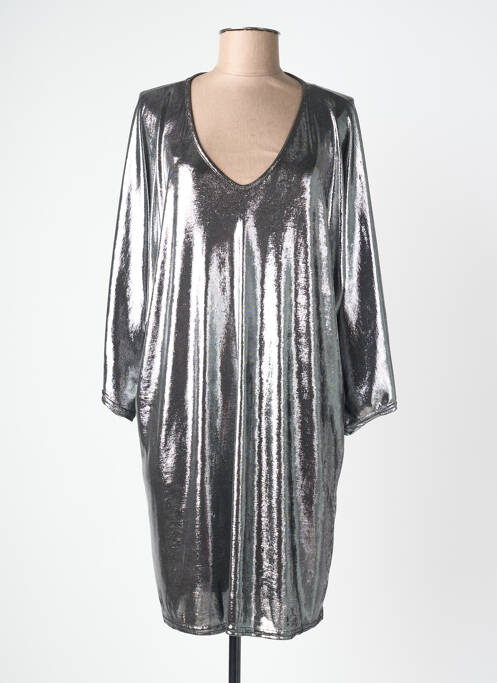 Rochie midi mâneci lungi mâneci lungi argintiu NEW FEELING femme