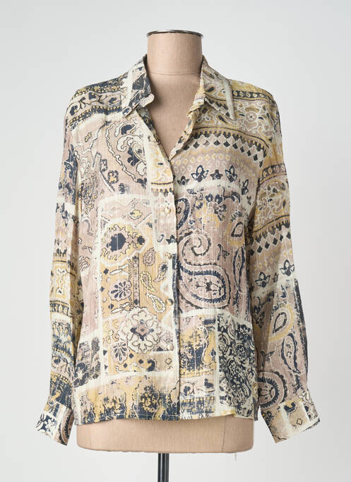 Cămașă țesătură crep mâneci lungi bej UNIKA femme