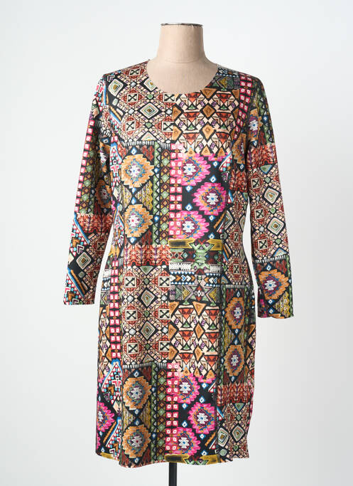 Rochie midi imprimeu fantezie mâneci lungi negru FRANCE RIVOIRE femme